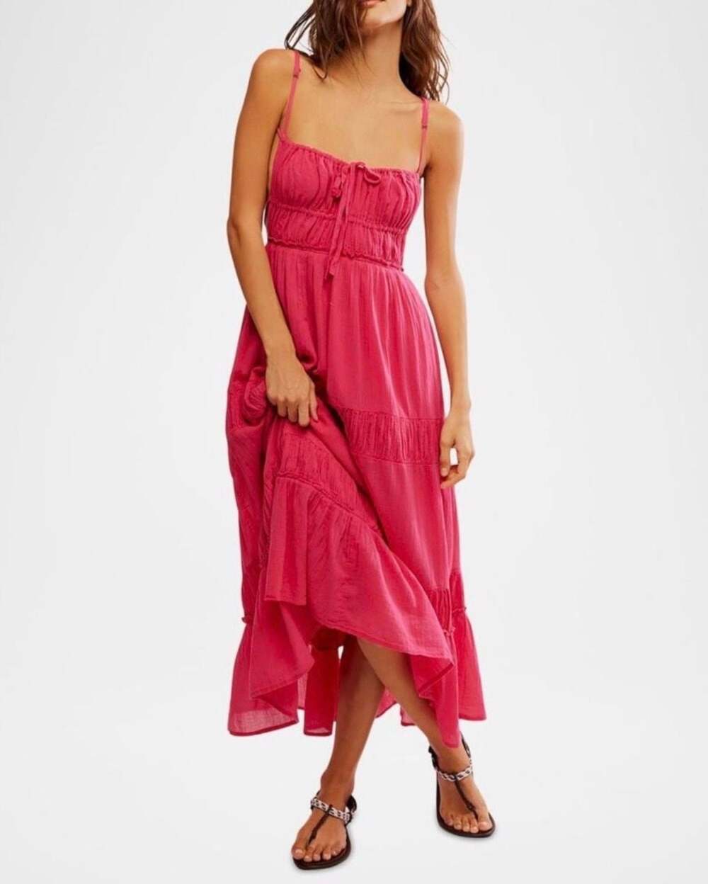 Free People Taking Sides Square Neck Maxi Dress